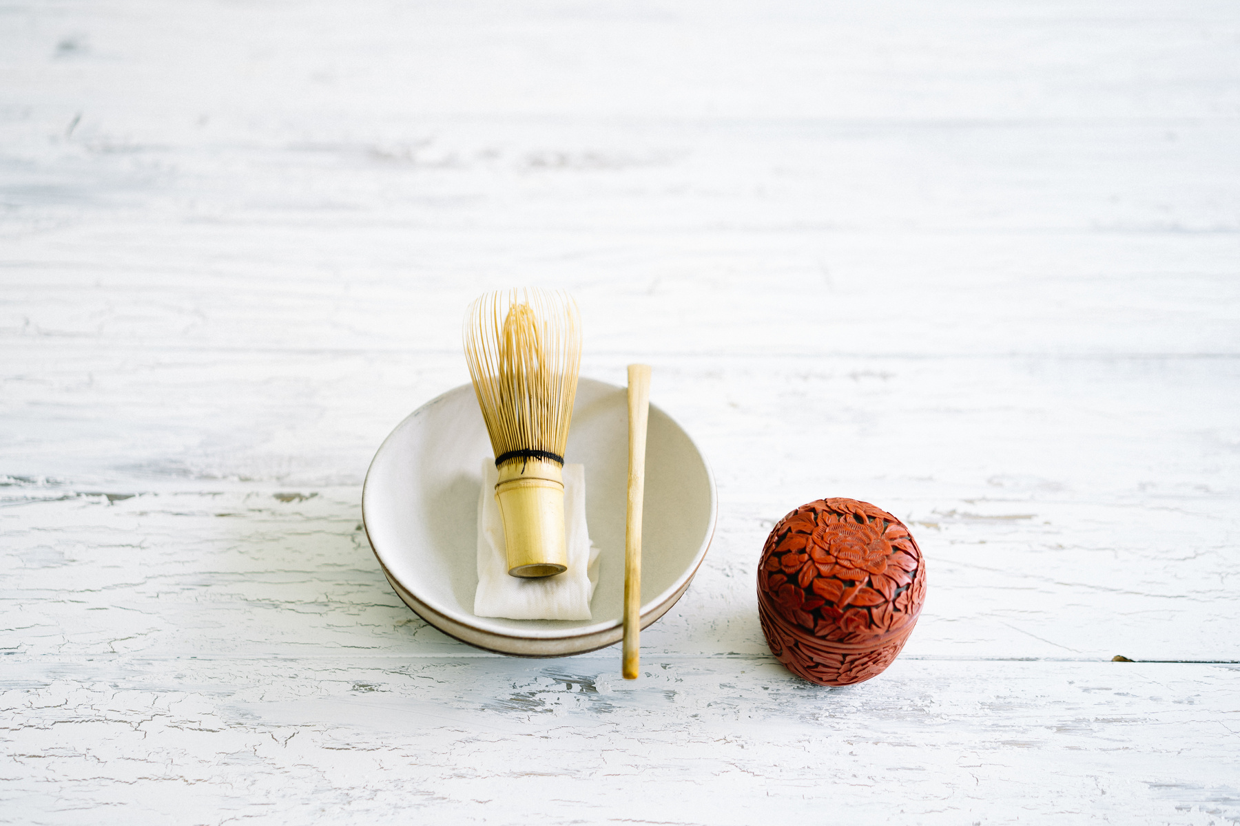 Materials for Tea Ceremony on White Table